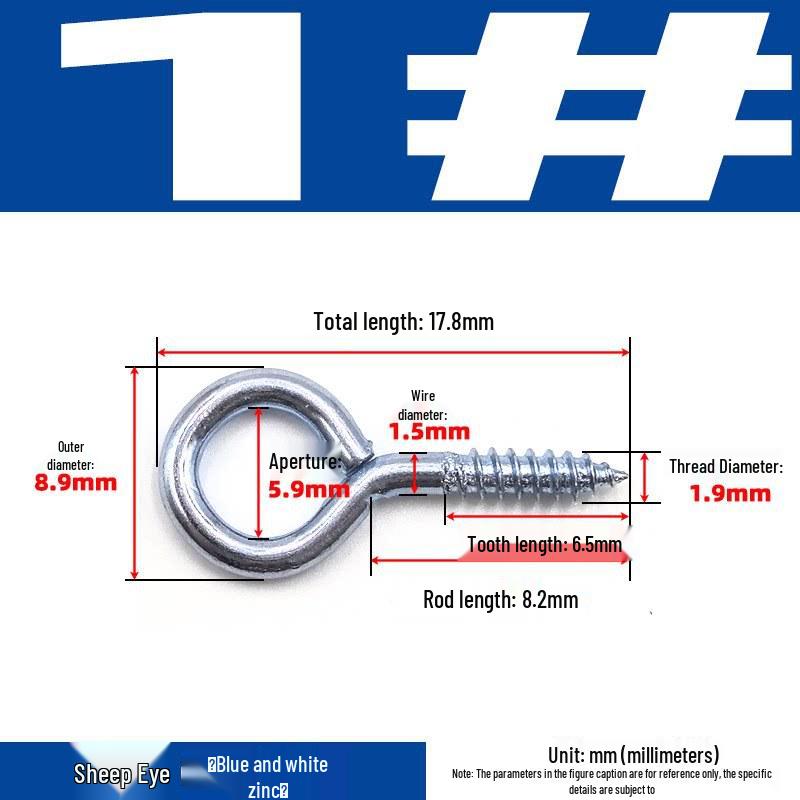 Sheep Eye Nail Hook with Ring, Self-Tapping Wood Screw, 9-Shaped Question Mark Lamp Hook for Windows.