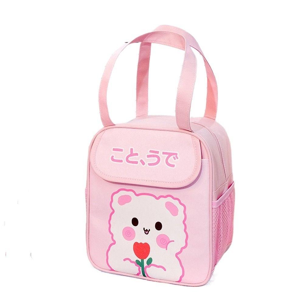 Functional Zipper Bear Panda Rabbit Thermal Insulation Strawberry Handbag Food Storage Bag Women Lunch Bag Picnic Bag