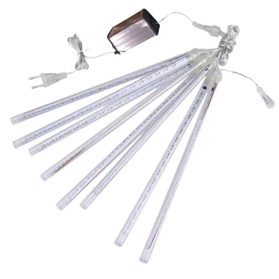 

8 шт., метеоритный дождь, дождевые огни, высокая яркость, энергосберегающие водонепроницаемые уличные сосульки, рождественские огни, украшения для вечеринки EU синий