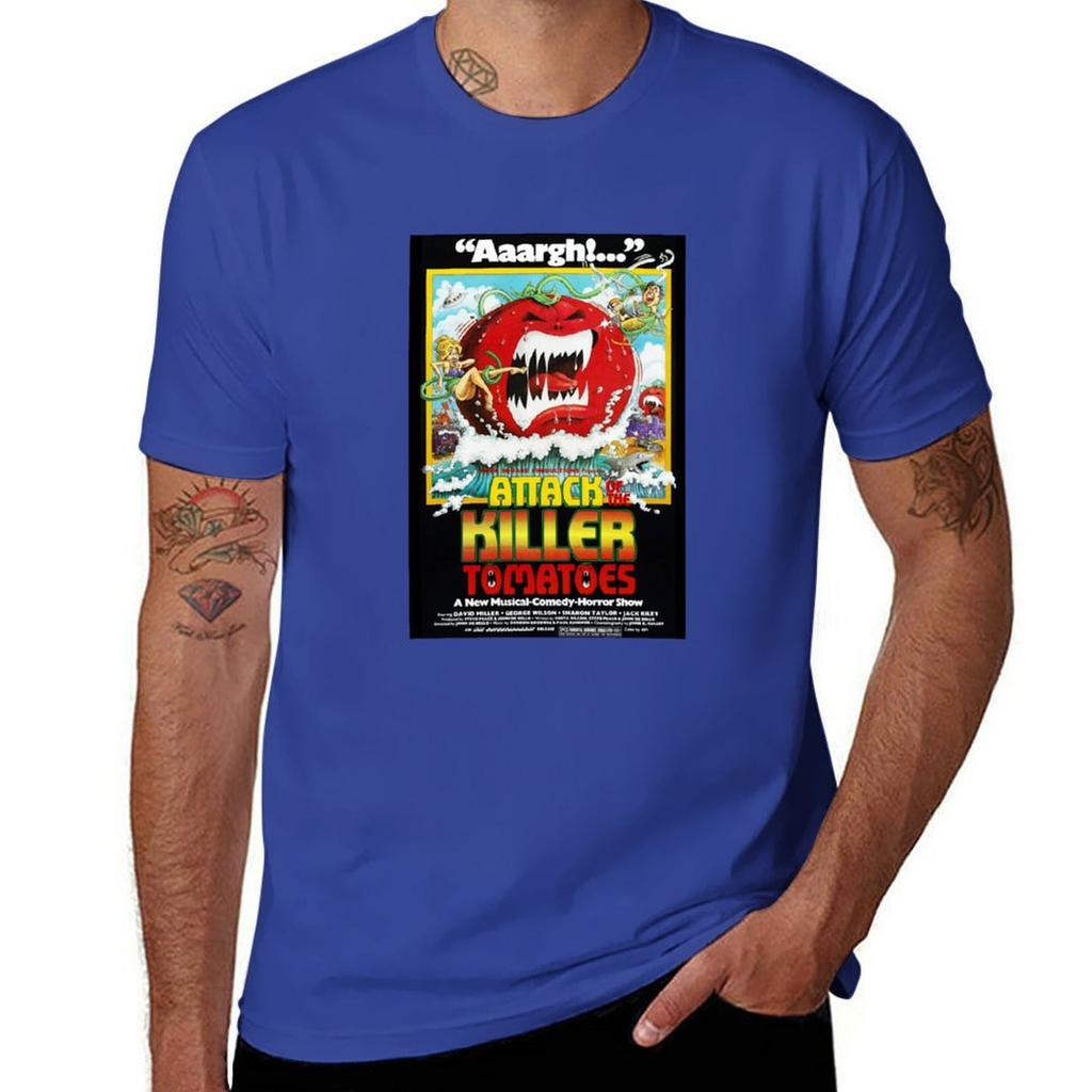 Attack of the Killer Tomatoes Filmplansch T-shirt sommartopp estetiska kläder vintagekläder herr långa t-shirts