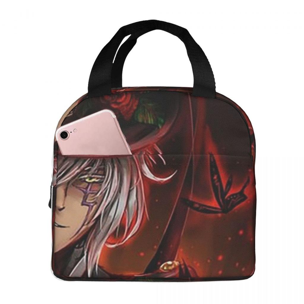 Black Butler Anime Insulated Lunch Bag for Women Children Portable Food Boxes Thermal Lunch Box Tote
