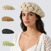 Fashion Lady Countryside Spring Autumn Travel Daily Life Hooked Flowers Hollowed Painter Beret Hat