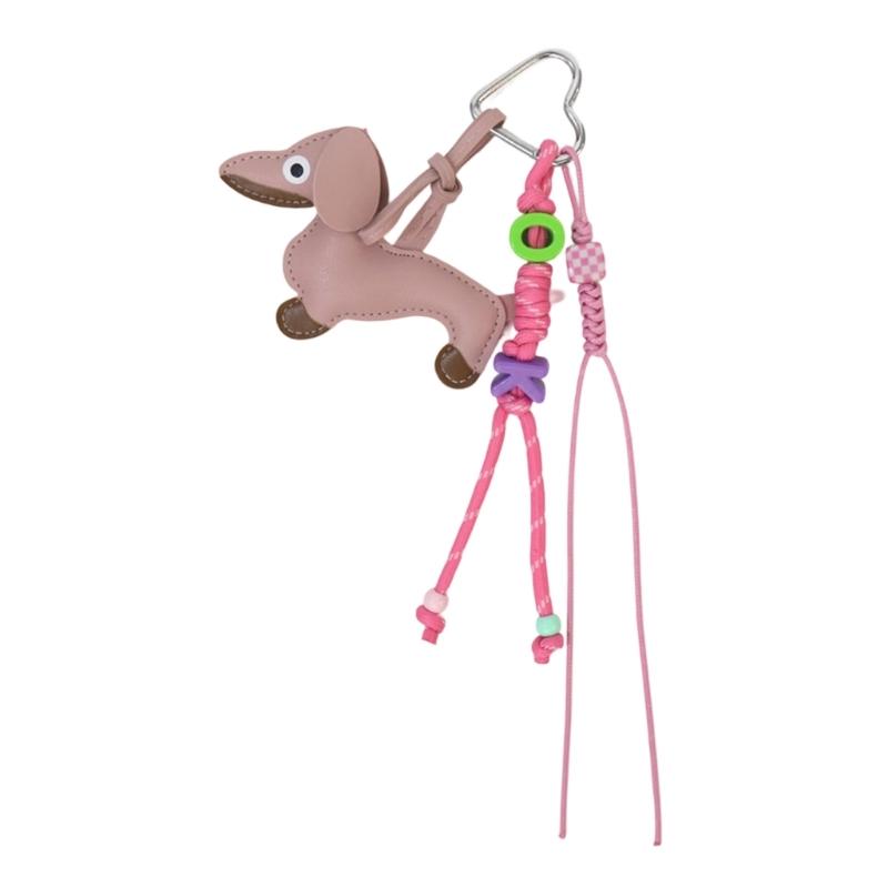 Portable PU Sausage Dog Keychain Holder Lightweight Key Ring Creative Animal Design Keyring For Everyday Use