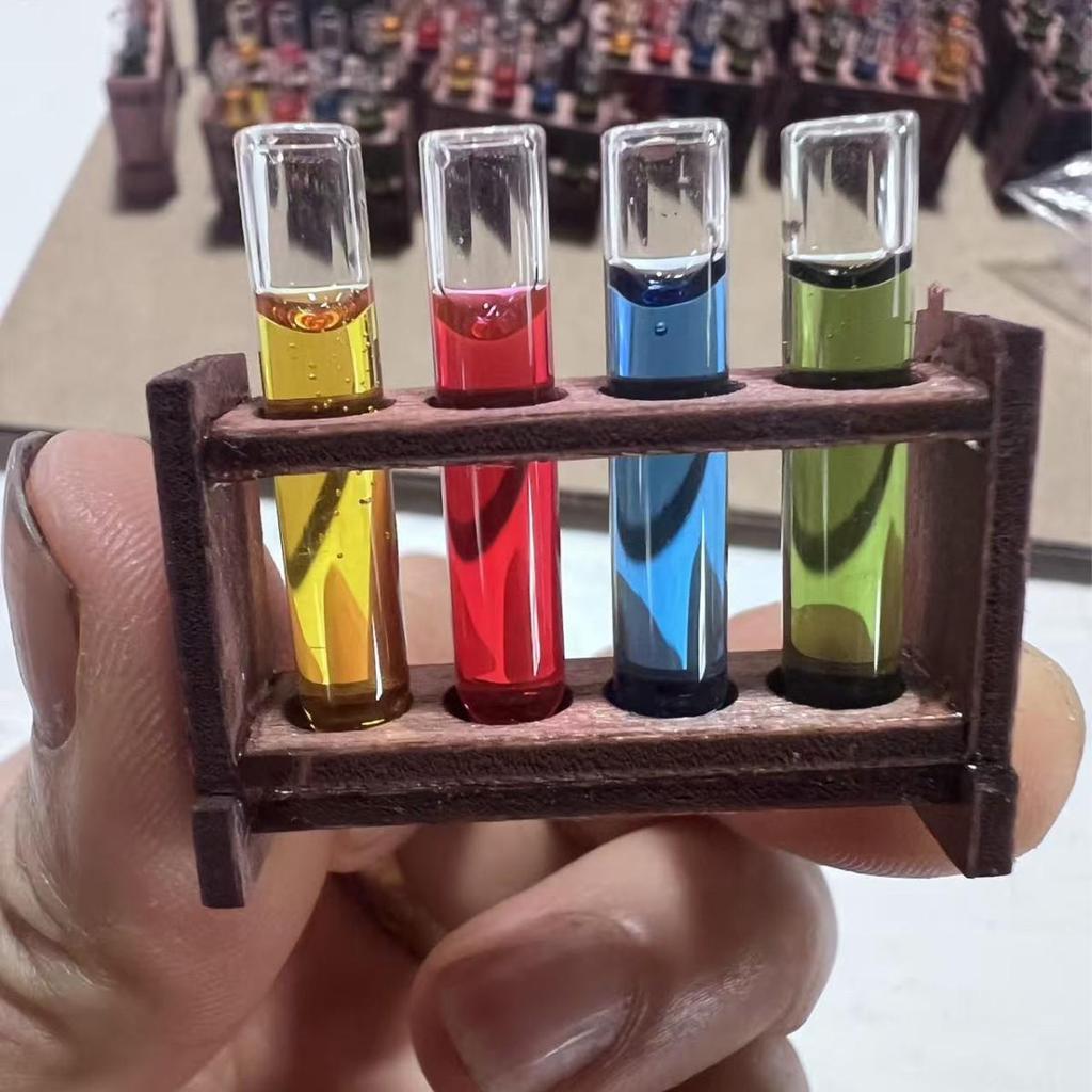 Miniature Glass Test Tube Measuring Cup Set - Model Scene Props