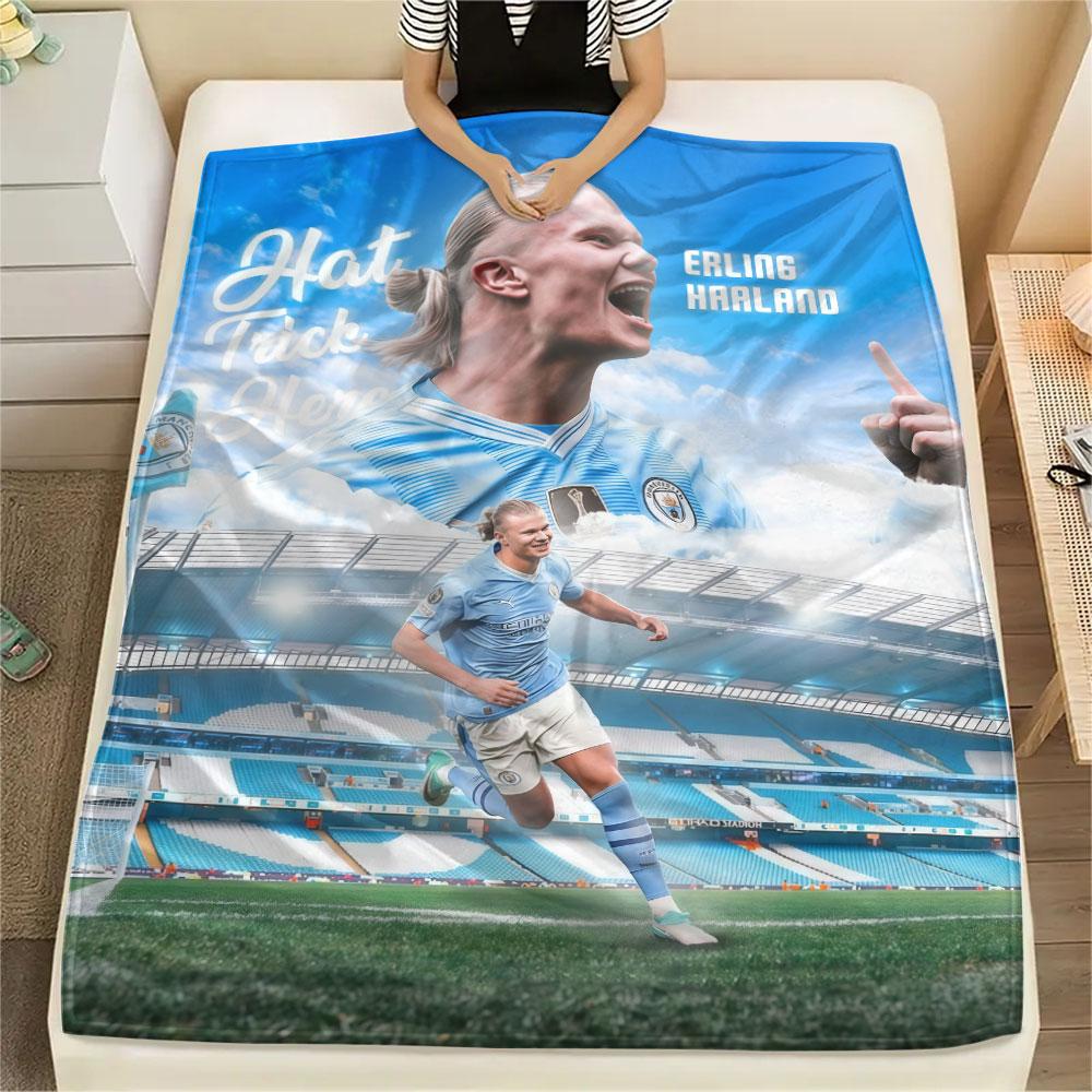 Haaland Football FlAannel Blanket, High Quality Comfortable for All Seasons, Home Decor, Warmth and Comfort