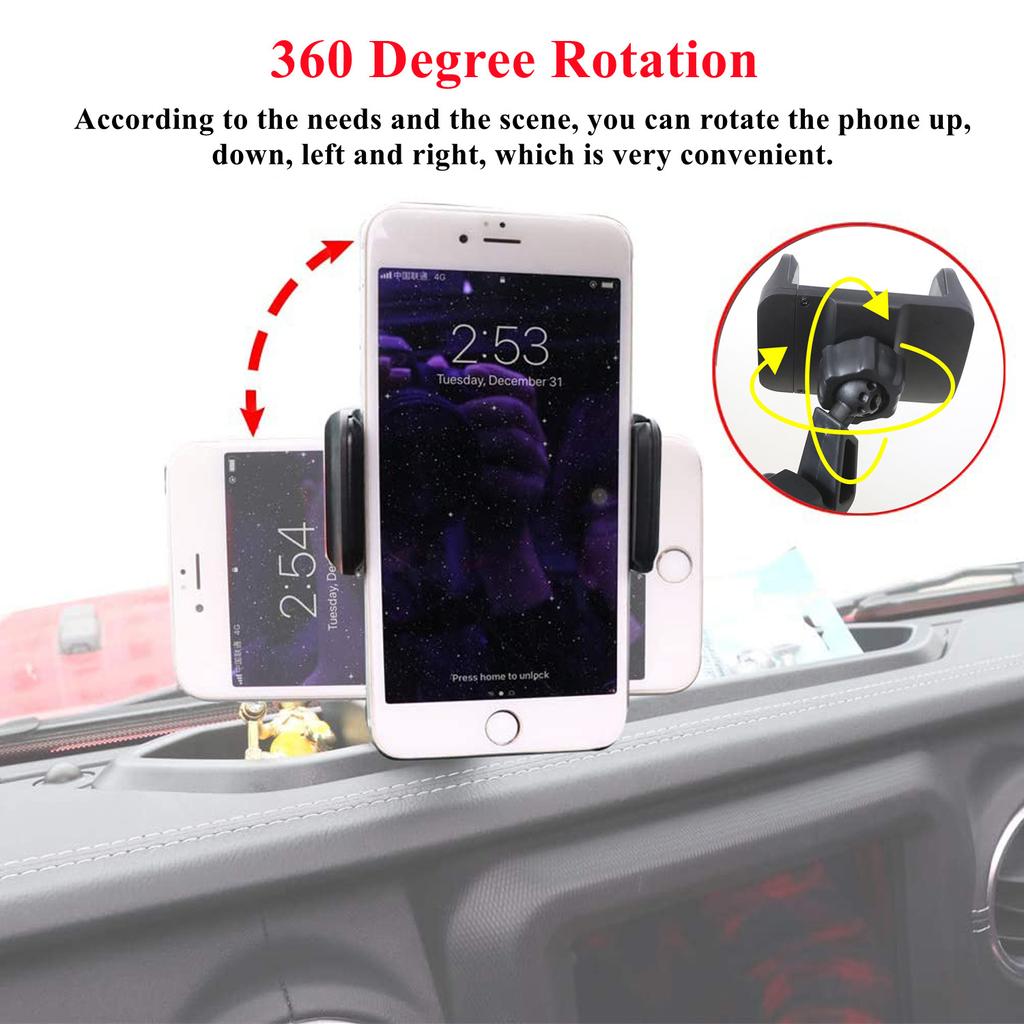 Auto-Handyhalter Ständer für Jeep Wrangler JL 2018-2022 GPS-Halterung Armaturenbrett-Halterung Aufbewahrungsbox Organizer Innenzubehör