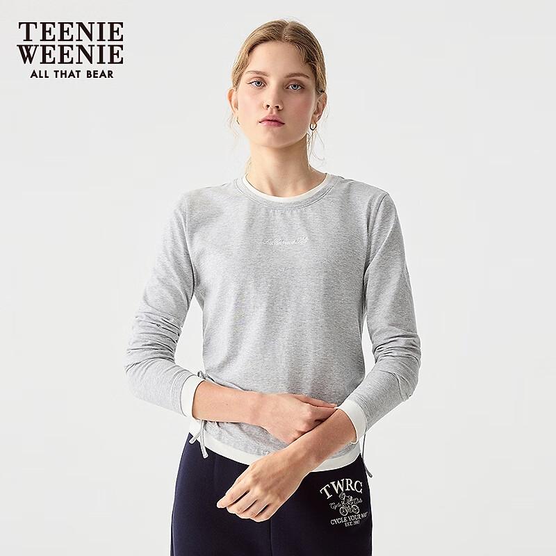 Teenie Weenie Women's Spliced Round Neck Long Sleeve T-Shirt
