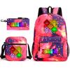Rhythm box peripheral schoolbag sprunki cartoon starry sky backpack 3-piece set