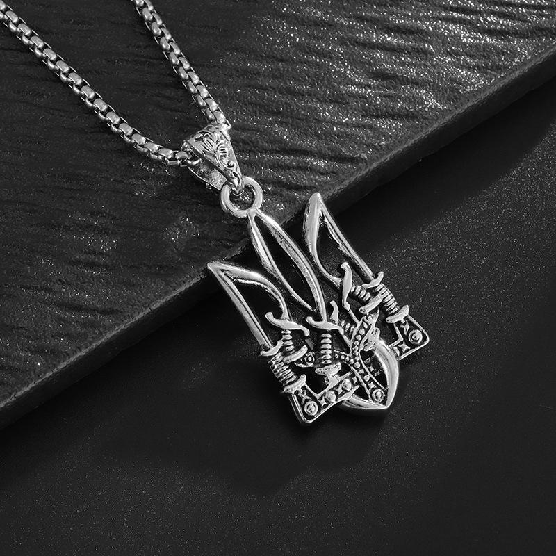 Neptune Trident Hip-hop Fashion Domineering High-end Versatile Jewelry Pendant Necklace