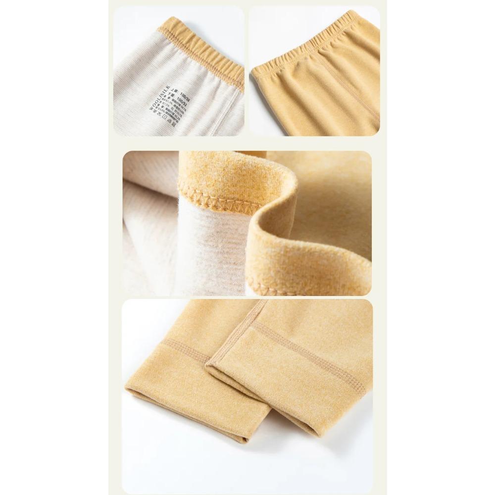 Kids Wool & Silk Thermal Underwear Set Breathable Warm Base Layer Pajamas Soft Cozy Winter Loungewear for Boys & Girls