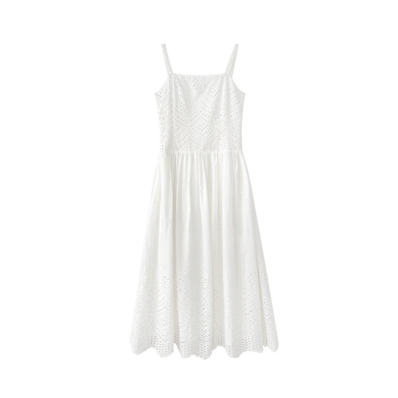 2024 Summer French Pure Lace Hollow Suspender Dress, Large Swing, No Return