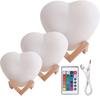 Heart Night Light 16-Color USB Rechargeable LED Nightlight Heart Shaped Light with Stand and Remote Control for Valentine's Day