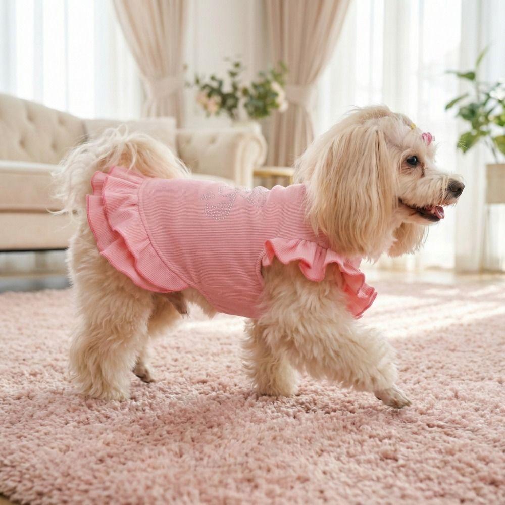 Lotusblatt-Kanten-Haustierbasis-Kleid Weich Bequem Liebhaber-Muster Hundekleid Hemden Einfarbige Haustier-Schichtrock Haustier-Show