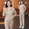 Korean Style Women's Hoodie & Long Pants Set - Casual, Loose, Anti-Aging Sportswear for Spring & Autumn