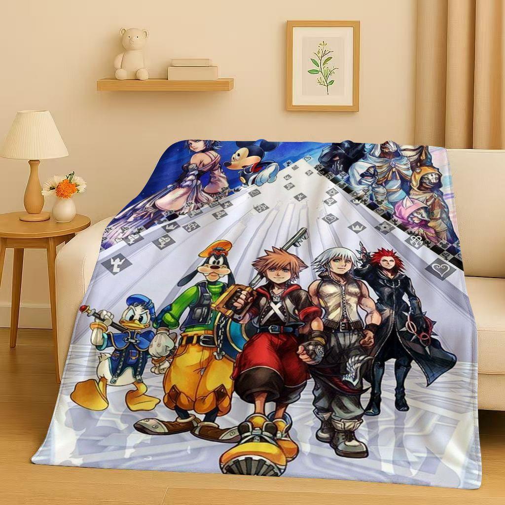 Sanrio Kingdom Hearts Kreslená hra Mickey Mouse Flanelová deka, ultra měkký plyšový přehoz do ložnice, postele, pohovky, vánoční dárek