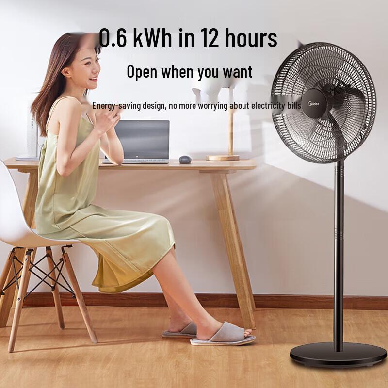 Midea Mechanical Floor Fan with Wide-Angle Oscillation