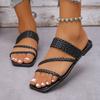 Fashion Sandals Women Beach Ladies Summer Casual Retro Colour Blocking Beach Non Slip Outside Wear Large Size Soft