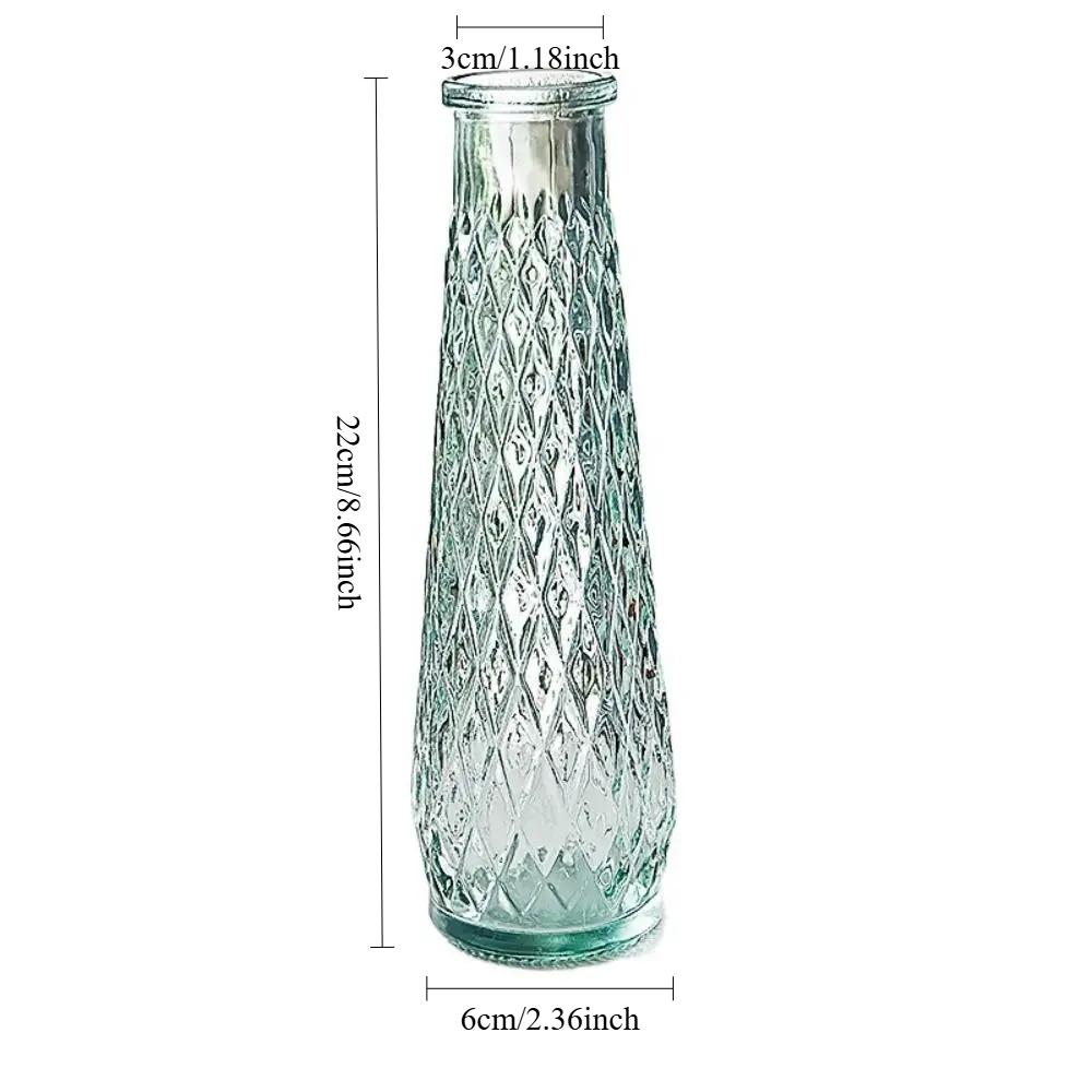 Simple Vintage Embossed Glass Vase Mini Small Flower Vase for Home Decor Table Centerpiece Wedding DIY Craft Gift Idea