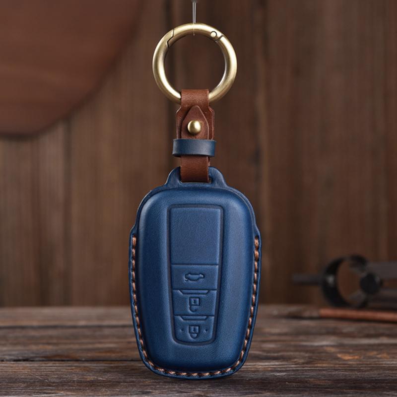 Genuine leather Protector For TOYOTA Camry CHR Corolla RAV4 Avalon Land Cruiser Prado Prius Key Case Cover Fob