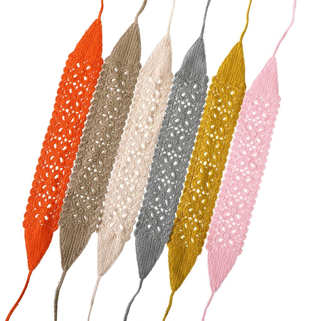 Fascia all'uncinetto da donna con motivo floreale, fascia per capelli lavorata a maglia con chiusura regolabile, stile vintage, accessorio per capelli bohémien per l'uso quotidiano e le attività all'aperto