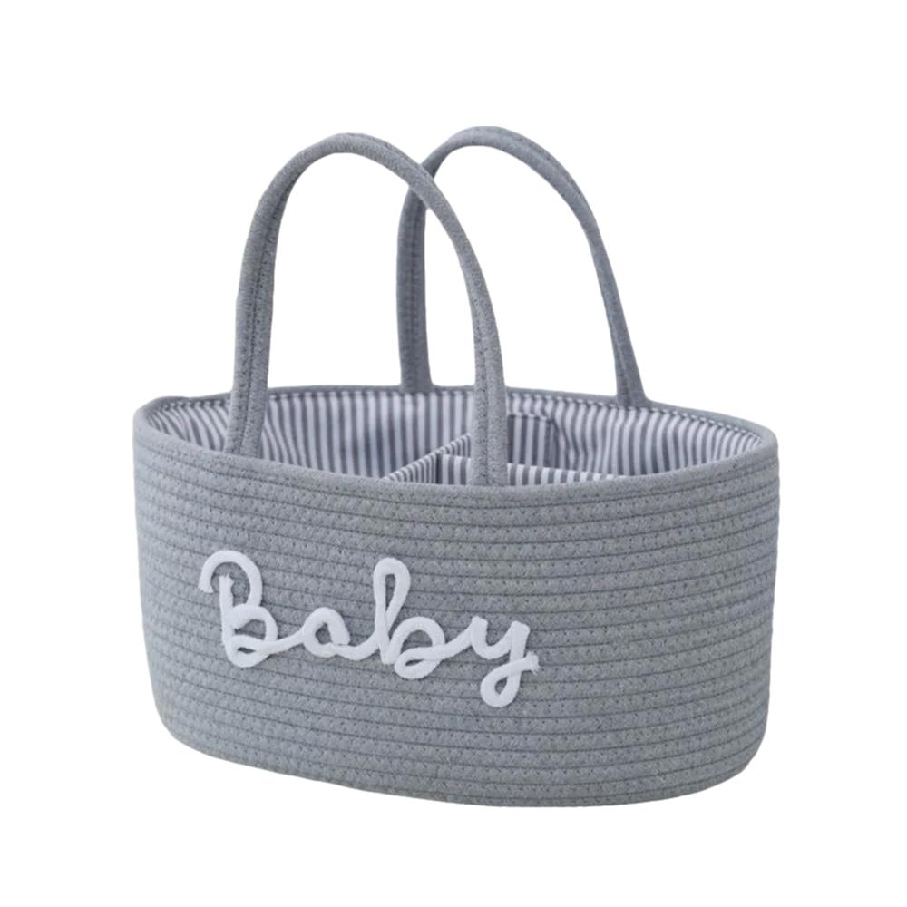 Durable Large Capacity Baby Nappy Organiser Portable Woven Storage Basket Detachable Foldable Diaper Storage Bag for Newborn
