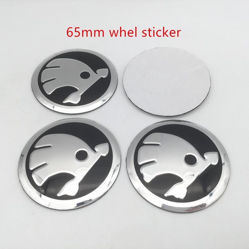 LOLL4 4pcs For Skoda black/green 56mm 60mm 65mm 68mm Car emblem Wheel hub Center Cap Badge covers sticker Decals Styling accessories