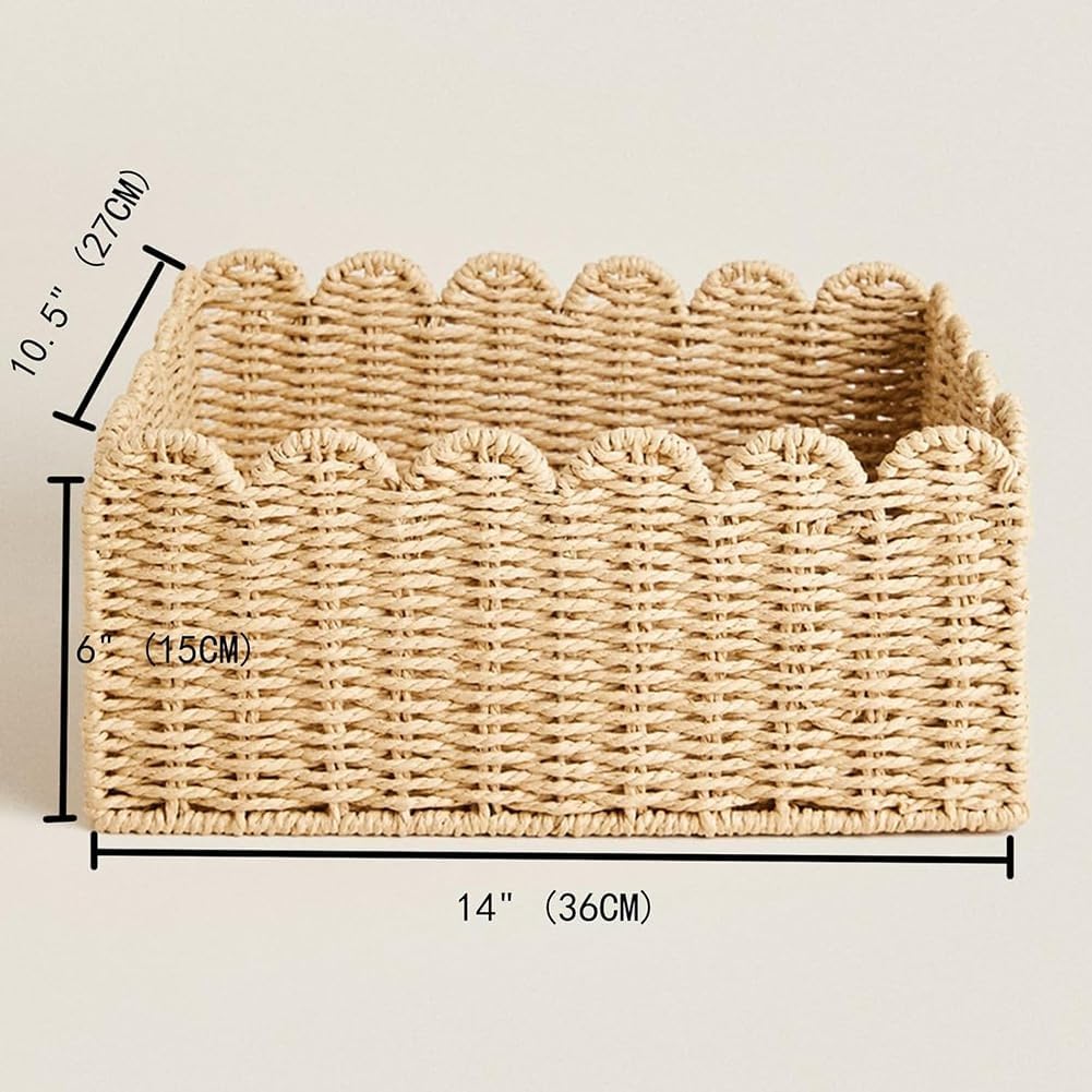 Lace Paper Rope Storage Basket Khaki Hand-woven Storage Basket Desktop Snack Toy Organize