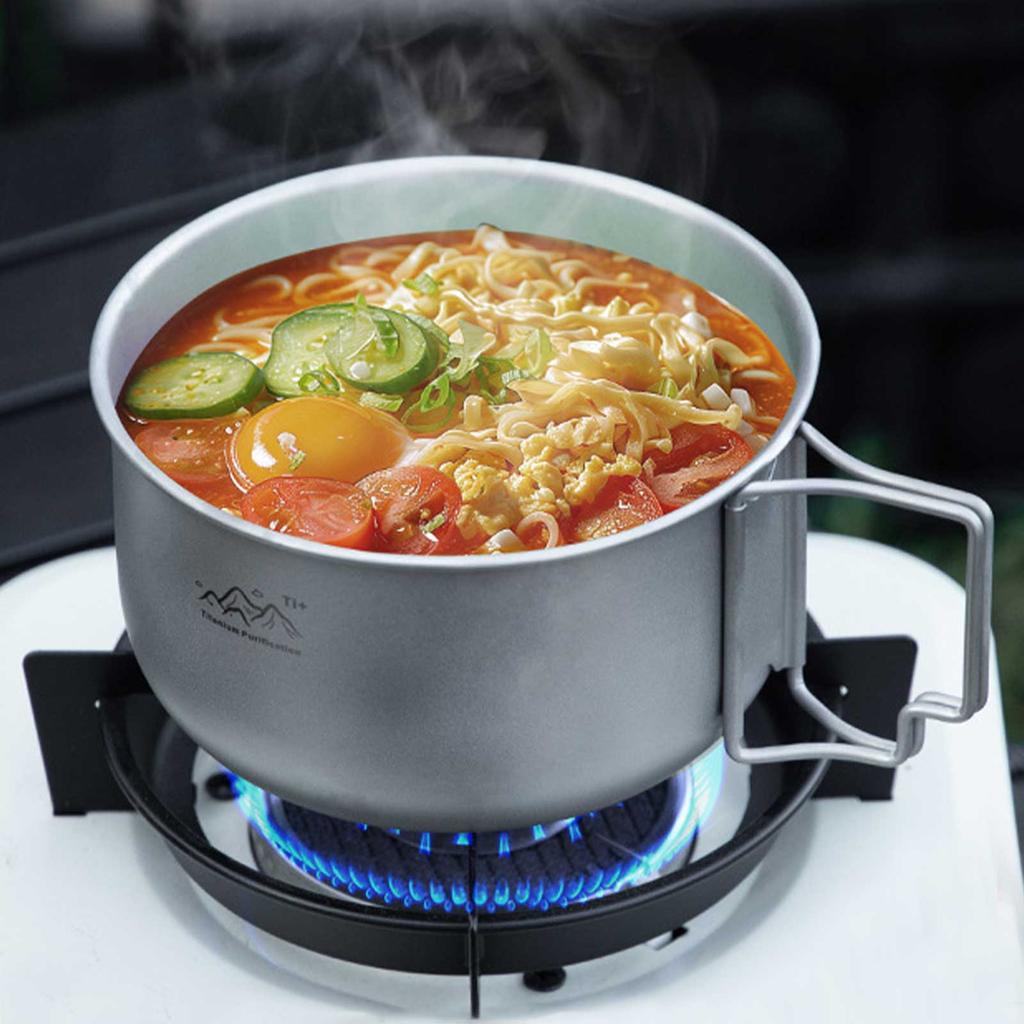 Titanium Camping Pot Multi-Functional Foldable Camping Soup Pot Reusable Lightweight Food Container Outdoor Accessories