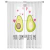 Avocado Green Cute Fruits Cartoon Tulle Curtains For Living Room Bedroom Decor Transparent Chiffon Sheer Voile Window Curtain