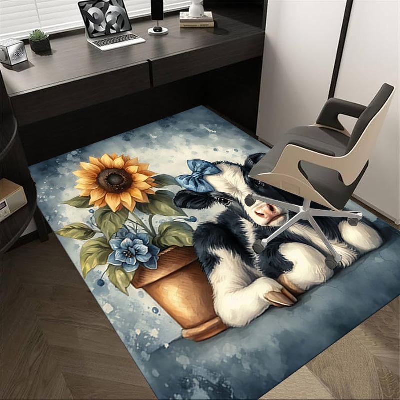 

1PC cow sunflower Extra Large Non-Slip Floor carpet, Office, family, bedroom, Studio - Large Area Rug Indoor Rugs, Vibrant Colors-W228 60cm by 90cm