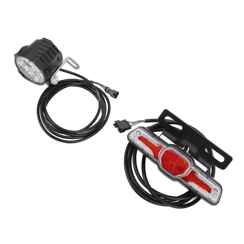 Electric Bike Light Kit High Visibility LED Headlight and Turn Signal Rear Light with Switch 24‑48V
