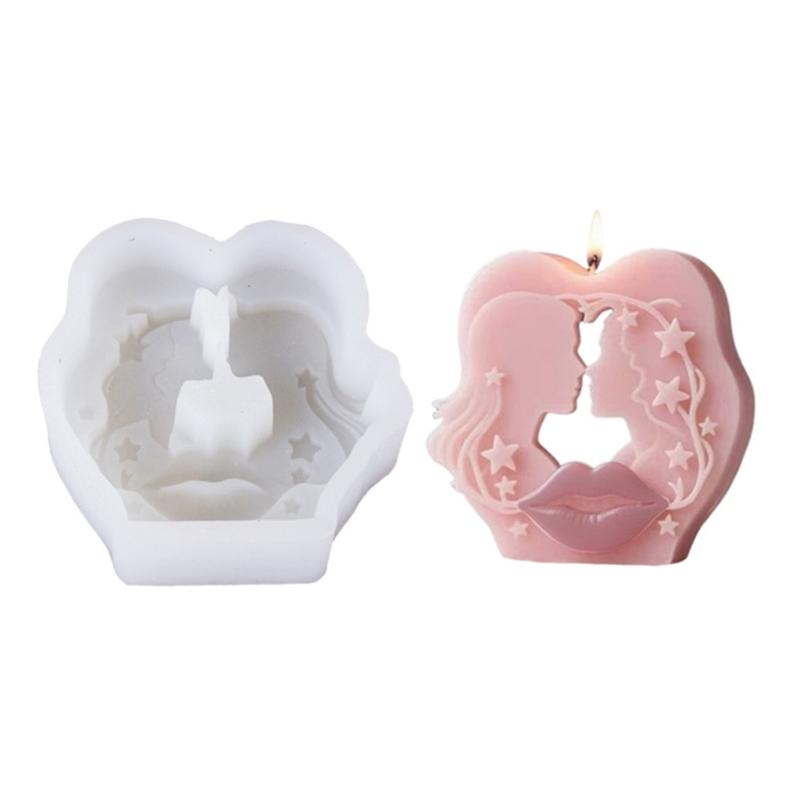 

Couple Kiss Portrait Candle Mould Lips Silicone Molds Baking Molds Soap Molds Handmade Castings Molds Plasters Molds 1