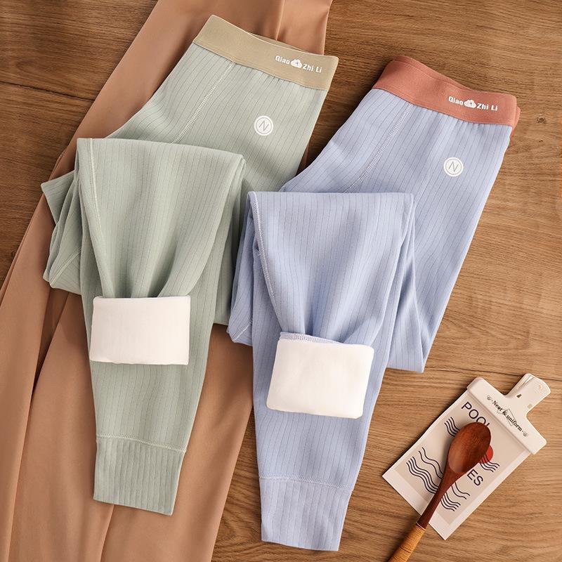 Herren Mid-Rise Warme Baumwollhose mit geripptem Schriftzug - Elastisch, strapazierfähig, kältefestes Baselayer für Herbst/Winter.