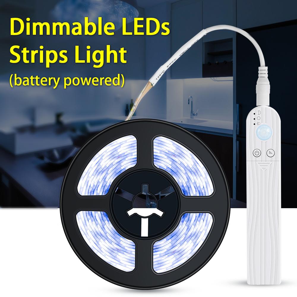Dimmable LEDs Strips Light PIR Motion Sensor 1m 60LEDs Rope Light for TV Computer Desktop Background Home Kitchen