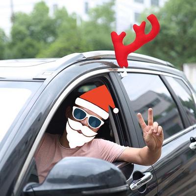 Christmas Elk Antlers Car Decoration Accessories Creative Red Nose Car Windows Windshields Holiday Decoration Gifts