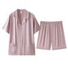 Pajamas Women's Summer Ice Silk Short-sleeved Shorts Thin Cardigan Set Women's Simple Casual Large Size Cool Loungewear