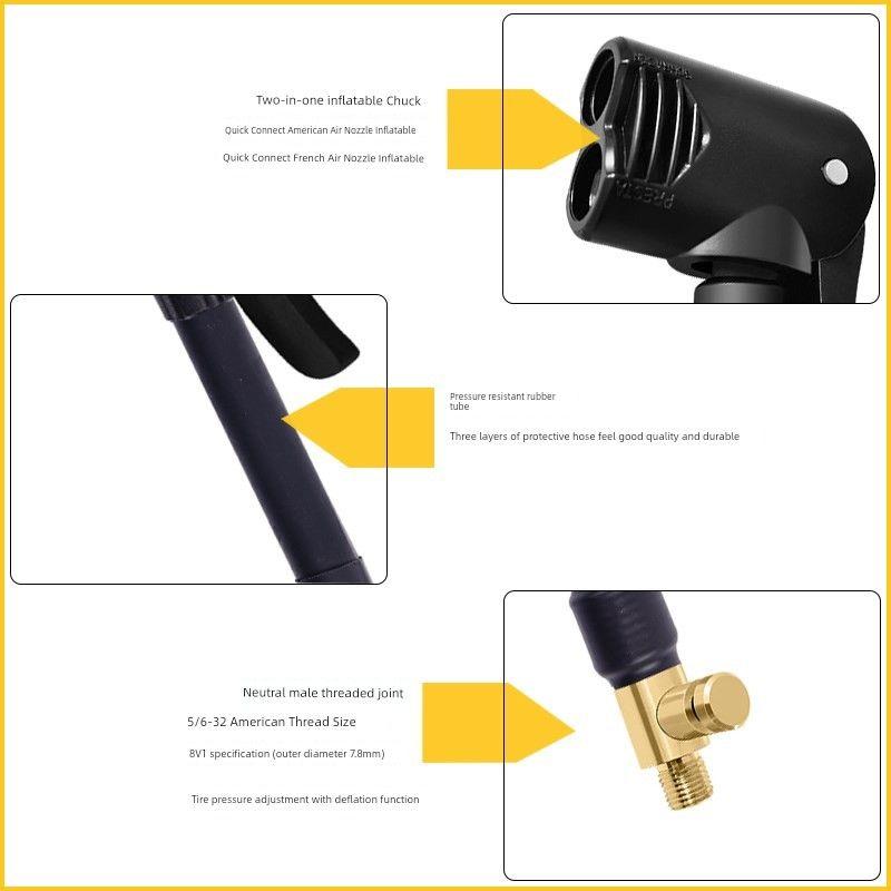 Car Air Pump Conversion Nozzle for American and French Standards, Suitable for Road Bikes, Portable Air Pump Adapter Hose