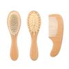 ABBP-Baby Hair Brush Set For Newborns - Soft Goat Bristle Wooden Baby Brush And Comb Set Newborn Grooming Kit