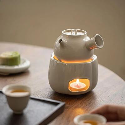 Vela Esmaltada de Cinza de Planta Aquecedor de Chá Base Aquecedora Vintage Fogão de Chá Chinês Bule Doméstico com Alça Lateral Coleção de Serviços de Chá