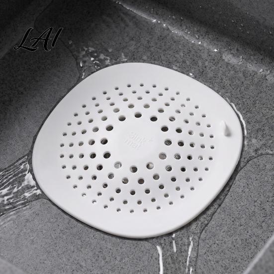 Bathroom Hair Catcher Kitchen Sink Strainer Mat with Suction Cup Food Residue & TPR Drain Filter Floor Cover Anti Clogging Mesh for Odor Proof