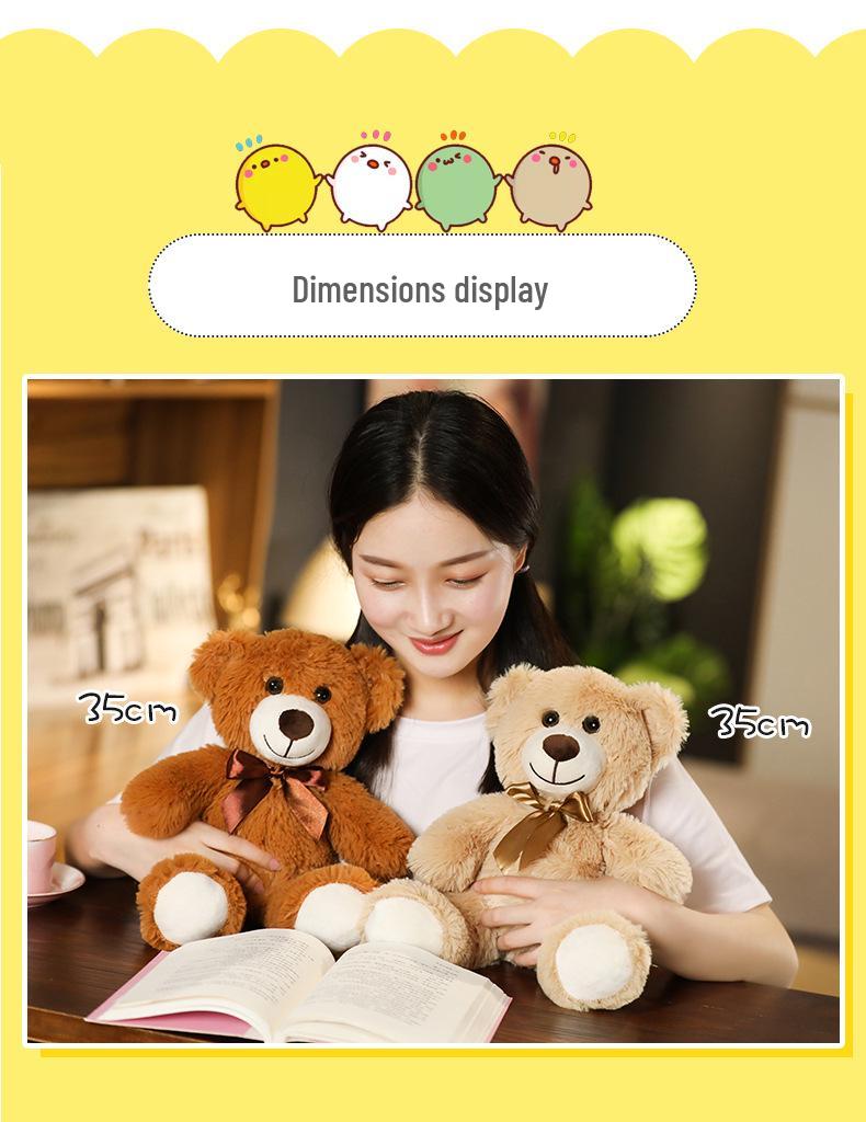 Adorable Seven-Color Teddy Bear Plush with Ribbon - Perfect Claw Machine Prize or Small Gift