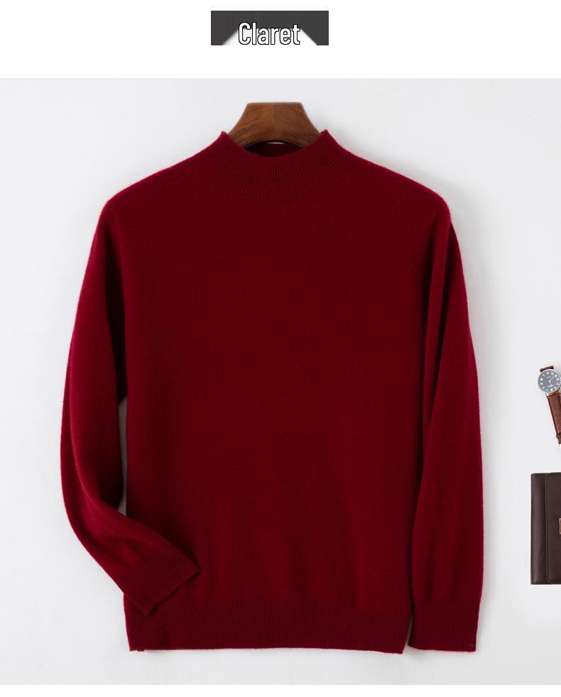 Herren Pullover aus reiner Wolle, halbhochgeschlossen, nahtlos - Herbst/Winter Strickware, Basisschicht Pullover