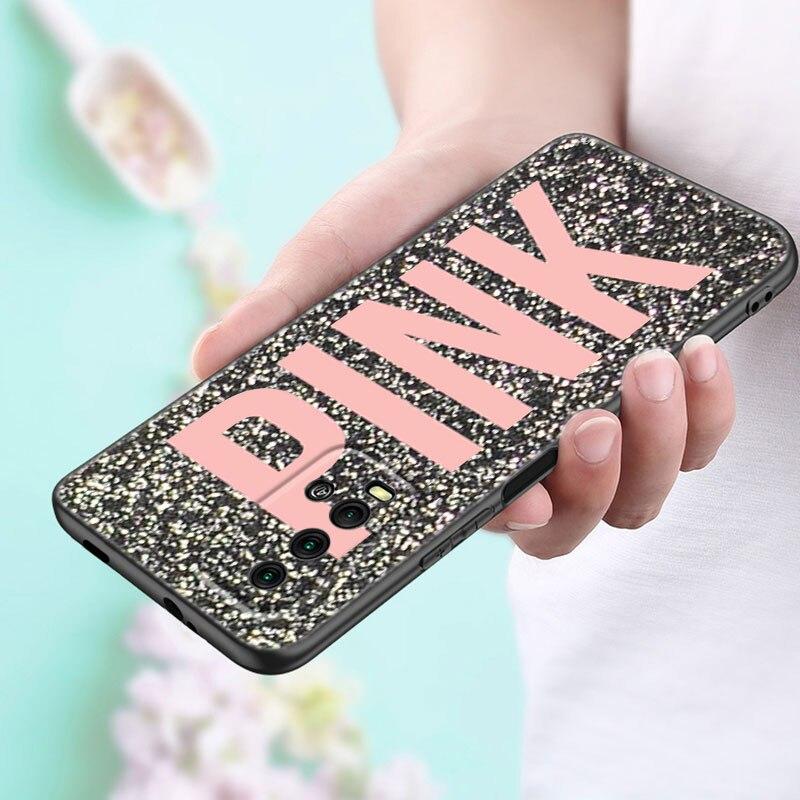 Fashion Pink Love Phone Case For Xiaomi Redmi Note 11 10 9 8 Pro 11T 5G 10T 10S 9S 9T 9i 9C 9A 8T Soft TPU Black Cover Funda