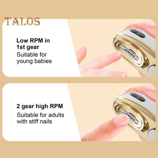 Electric Nail Clipper Polisher with LED Light 2-Speed Rechargeable 3-In-1 Automatic Fingernail File Baby Kids Adults Seniors Manicure Trimmer