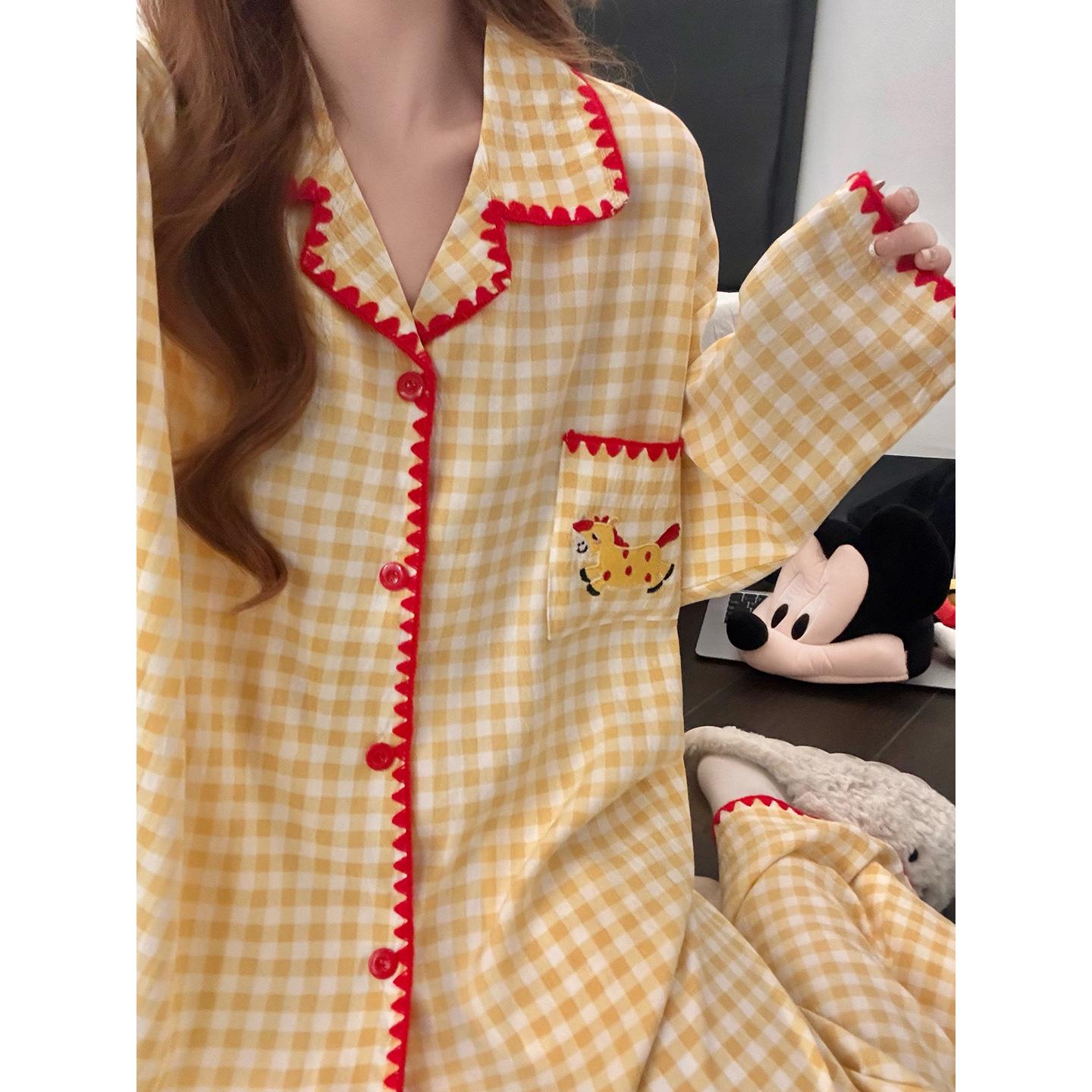 Women s Winter Cartoon Cloud Cotton Pajama Set, Plus Size, Cardigan & Lapel Design Medium