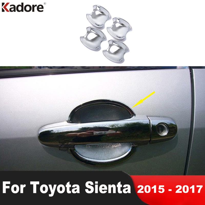 Side Door Handle Bowl Cover Trim For Toyota Sienta 2015 2016 2017 NHP170 2nd Ge Chrome Car Handles Cup Frame Trims Accessories
