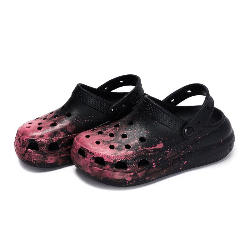 Crocs Classic clog 811 manufacturing incineration site special shoe box fluid ink splash hole shoes for men and women black powder