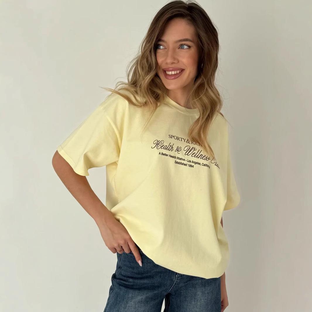 

Summer Pure Cotton Casual Oversized T Shirt Women s Streetwear Harajuku Large Size Letter Print Short Sleeve T-shirts for Women White Y2k Tops S