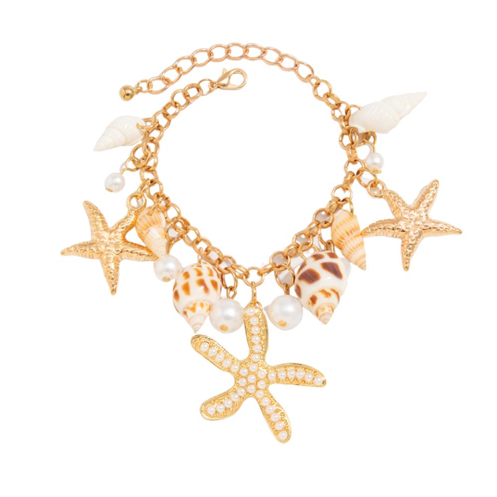 Imitation Pearl Beach Shell Waistband Adjustable Women's Necklace Shell Starfish Waist Chain  Women