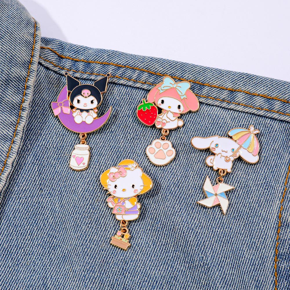 Japanese Cute Sanrio Metal Badge Kulomie Melody Yugui Dog Alloy Brooch Accessory Pin